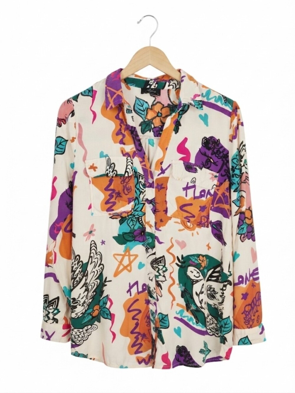 Milk And Honey Printed Button-Front Shirt  - Multicolor Size S